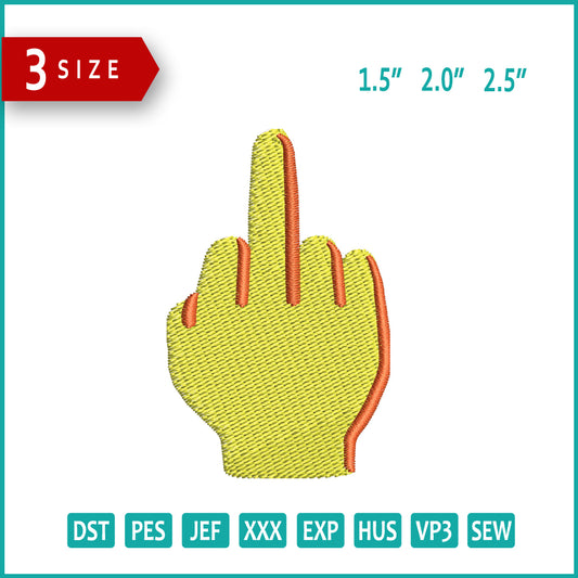 Middle Finger Emoji Embroidery Design Files - 3 Size's