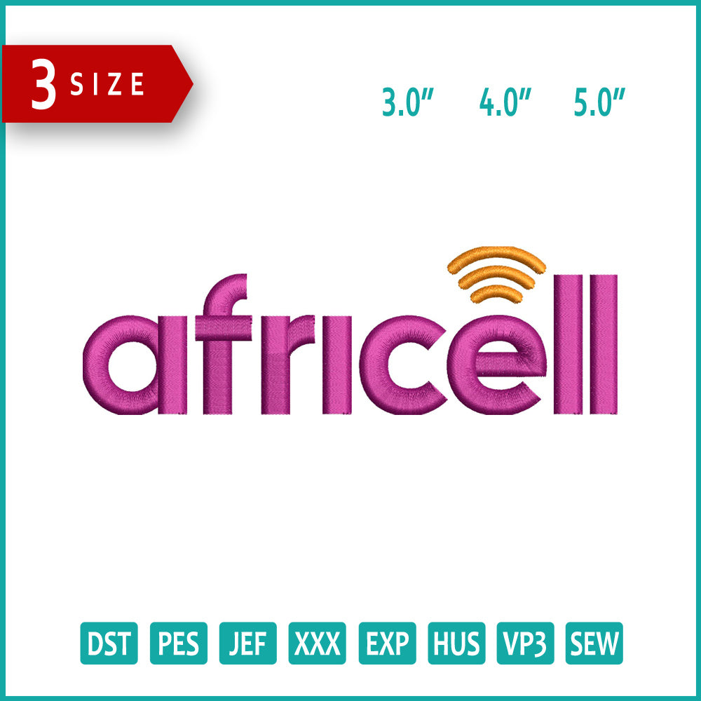 Africell Logo Embroidery Design Files - 3 Size's