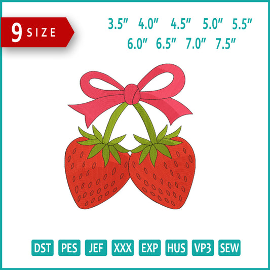 Strawberries Embroidery Design Files - 9 Size's