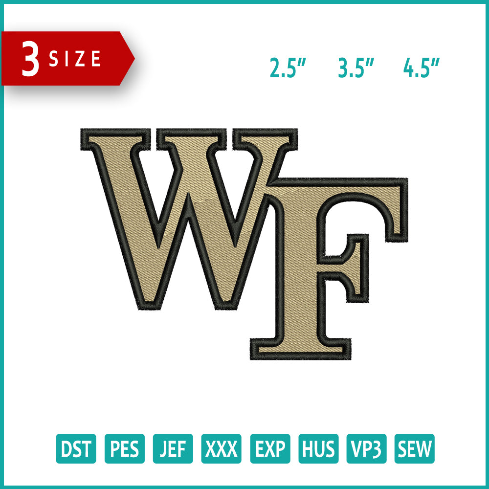 Wake Forest Demon Deacons Logo Embroidery Design Files - 3 Size's