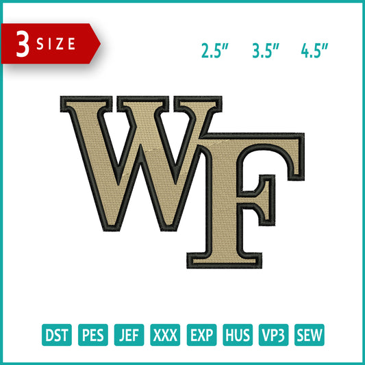 Wake Forest Demon Deacons Logo Embroidery Design Files - 3 Size's
