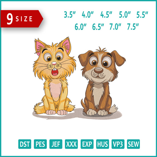 Cat and Dog Embroidery Design Files - 9 Size's