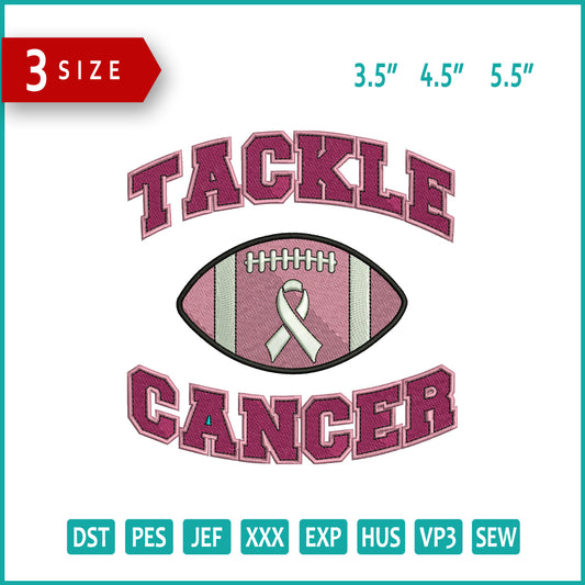 Tackle Cancer Embroidery Design Files - 3 Size's