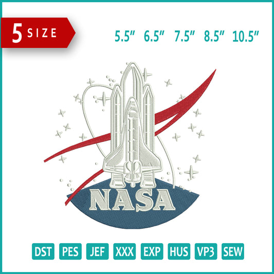 Nasa Logo v4 Embroidery Design Files - 5 Size's
