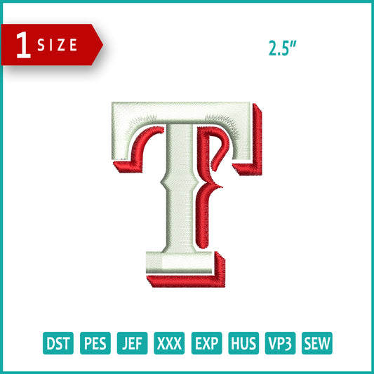 3D Texan Baseball Embroidery Design Files - 1 Size's