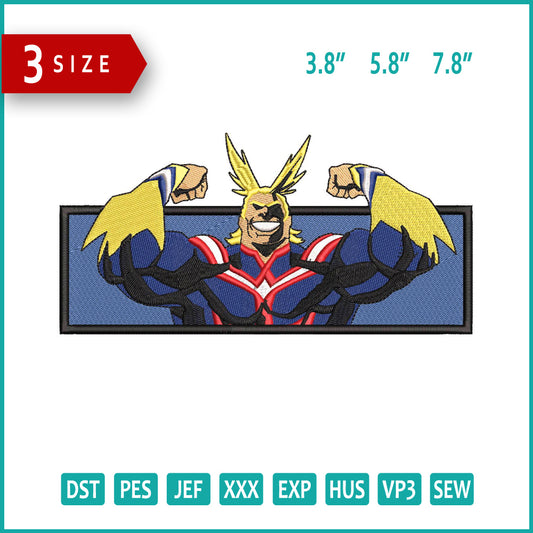 All Might v2 Embroidery Design Files - 3 Size's