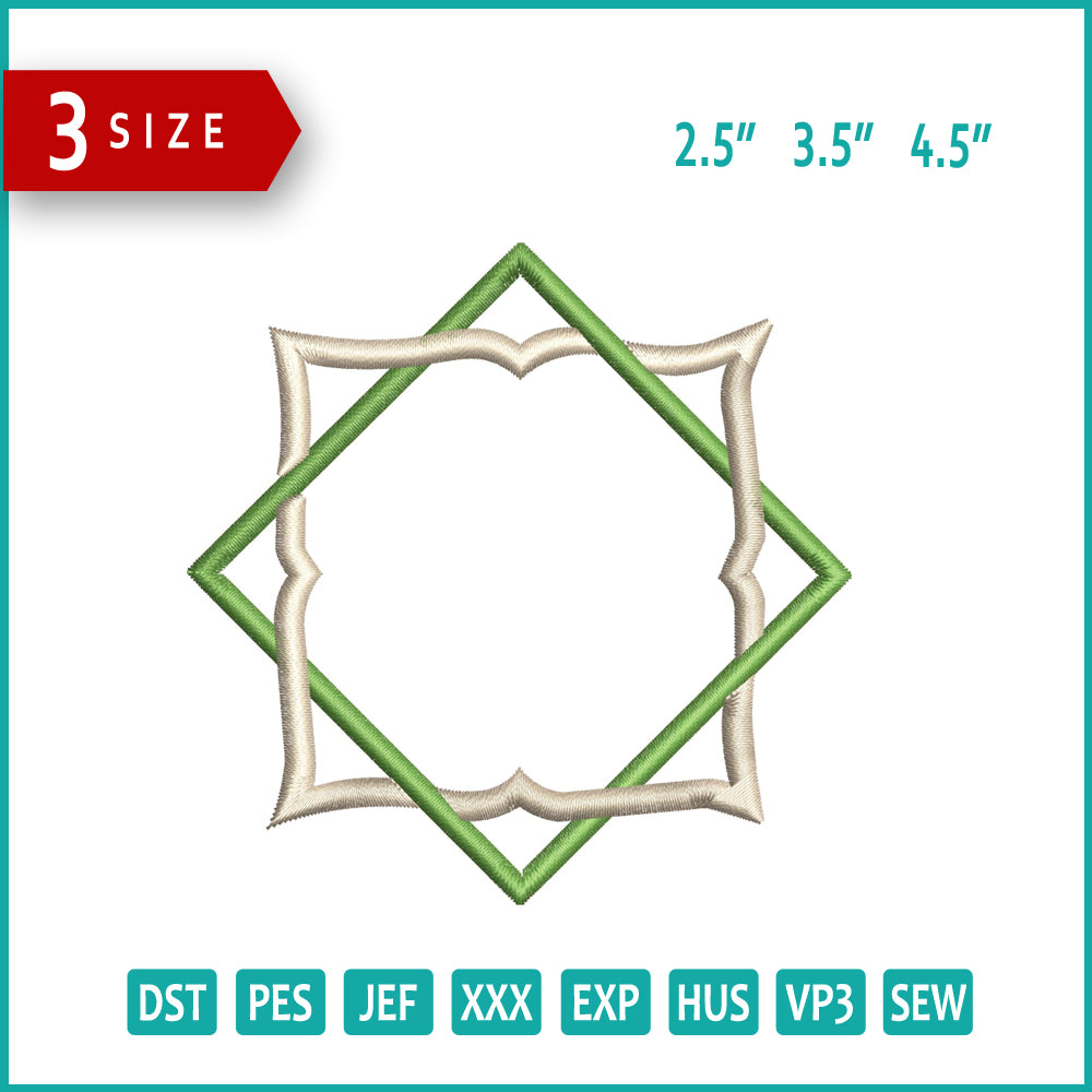 Shield Frame Embroidery Design Files - 3 Size's