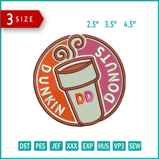 Dunkin Donuts Logo Embroidery Design Files - 3 Size's