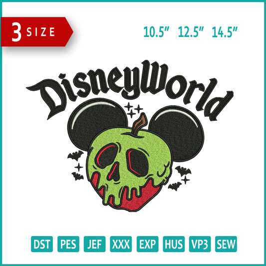 Disneyworld Mickey Mouse Face Apple Embroidery Files - 3 Size's