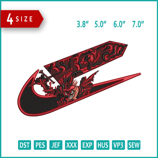Demon Asta Swoosh Embroidery Design Files - 4 Size's