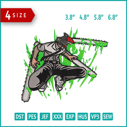 Chainsaw Man Embroidery Design Files - 4 Size's
