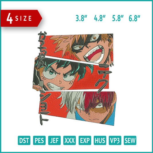 Hero Academia Embroidery Design Files - 4 Size's