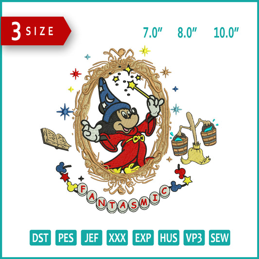 Magician Mickey Mouse Embroidery Design Files - 3 Size's