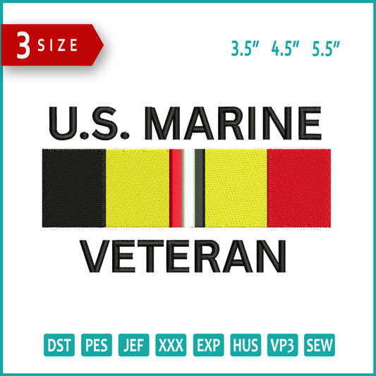 US Marine Veteran Embroidery Design Files - 3 Size's