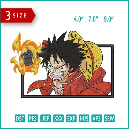 Monkey D Luffy 2v Embroidery Design Files - 3 Size's