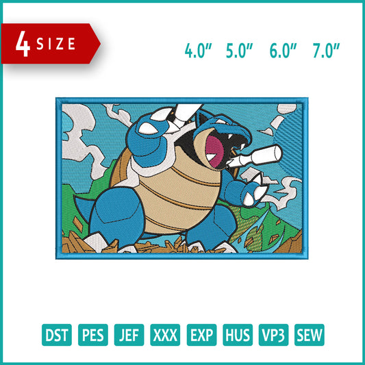 Blastoise Embroidery Design Files - 4 Size's