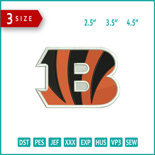 Cincinnati Bengals Logo Embroidery Design Files - 3 Size's