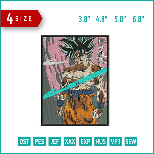 Goku v10 Embroidery Design Files - 4 Size's