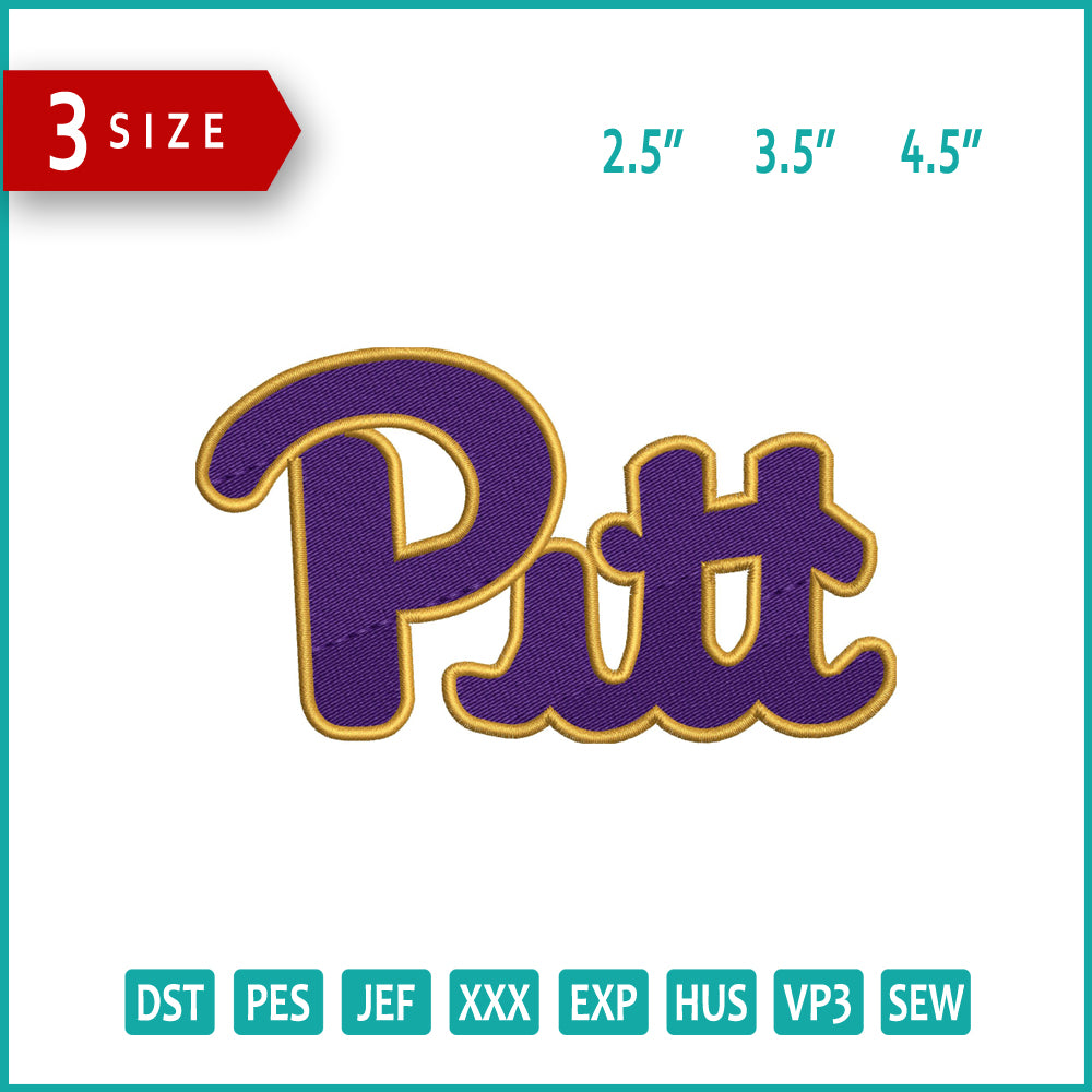 Pittsburgh Panthers Football Logo Embroidery Design Files - 3 Size's