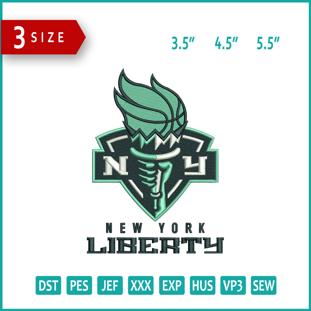 New York Liberty Logo Embroidery Design Files - 3 Size's
