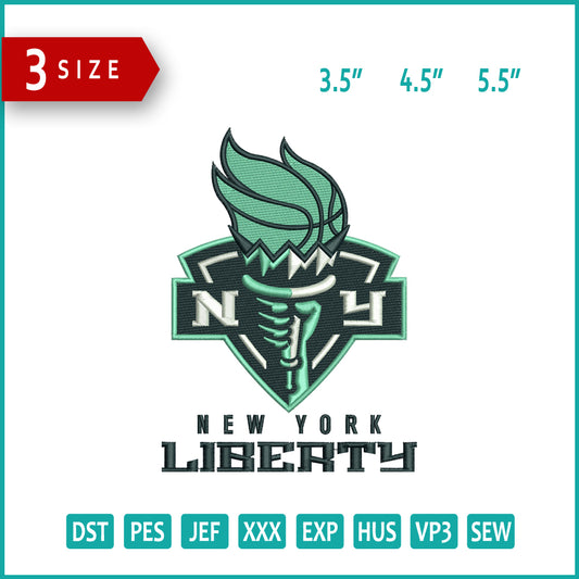 New York Liberty Logo Embroidery Design Files - 3 Size's