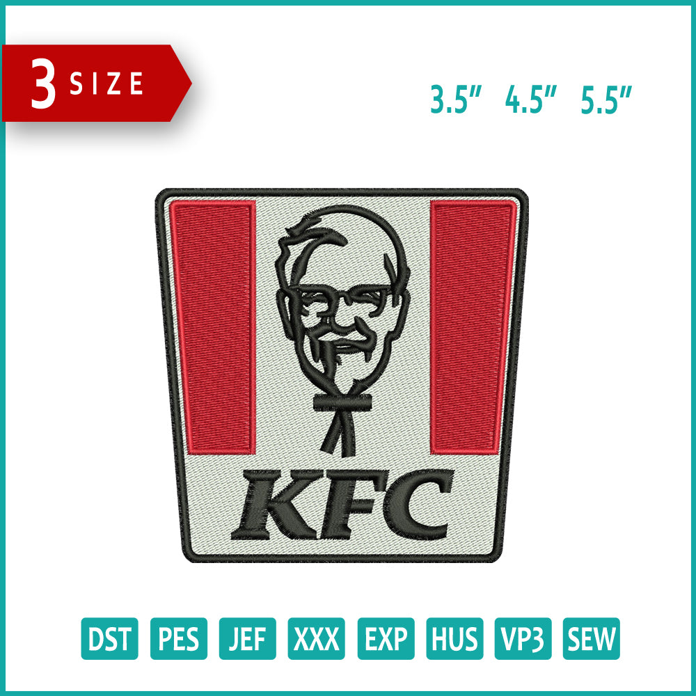 KFC Logo Embroidery Design Files - 3 Size's