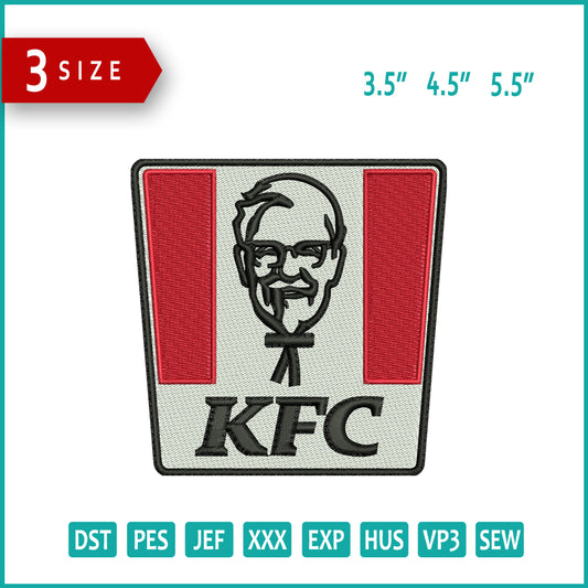 KFC Logo Embroidery Design Files - 3 Size's