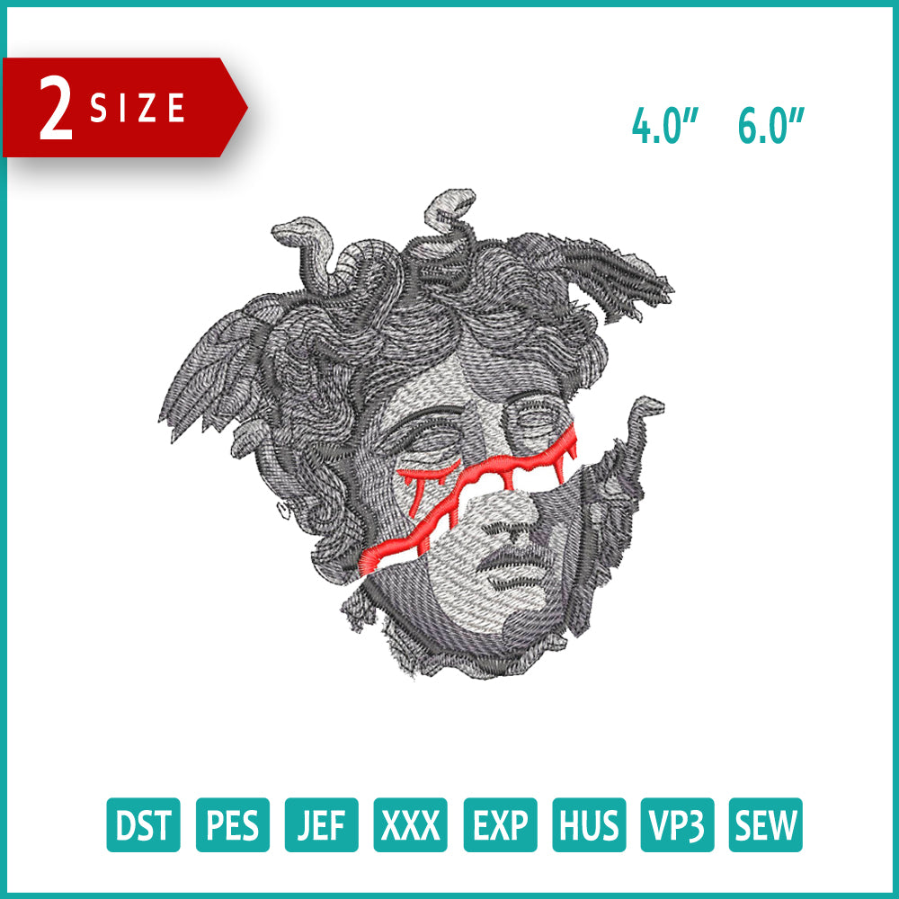 Medusa v2 Embroidery Design Files - 2 Size's