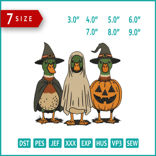 Spooky Duck Embroidery Design Files - 7 Size's