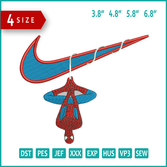 Spiderman Swoosh v4 Embroidery Design Files - 4 Size's