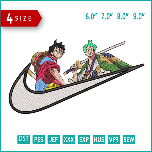 Monkey D Luffy Swoosh v4 Embroidery Design Files - 4 Size's