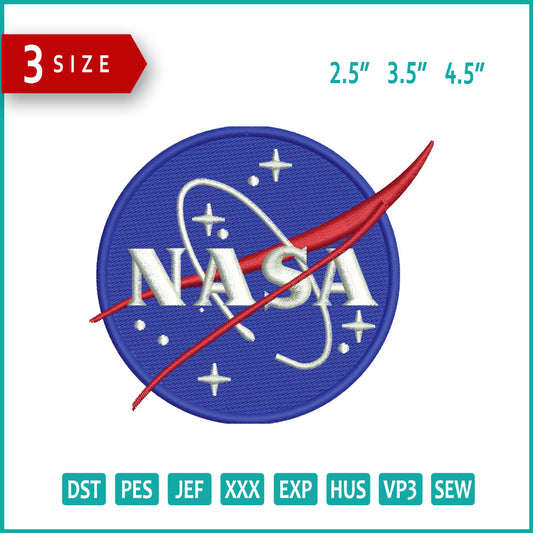 Nasa Logo v3 Embroidery Design Files - 3 Size's