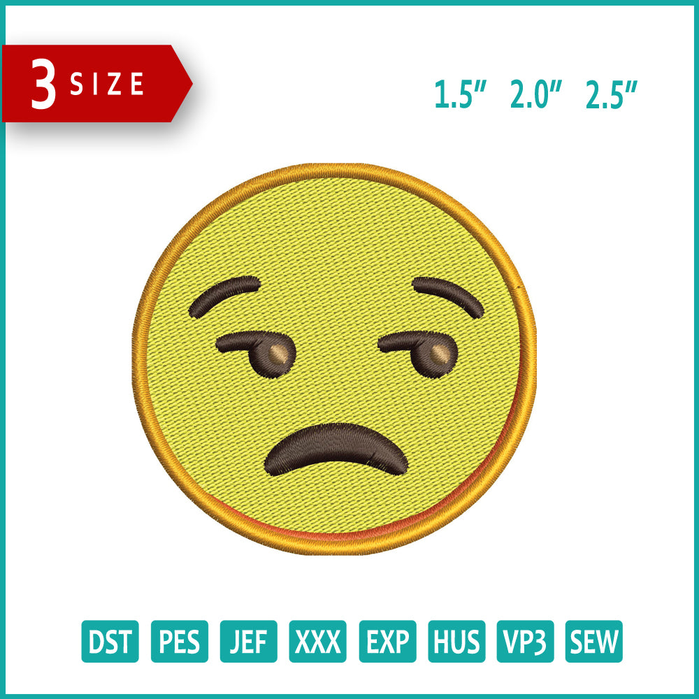 Unamused Face Emoji Embroidery Design Files - 3 Size's