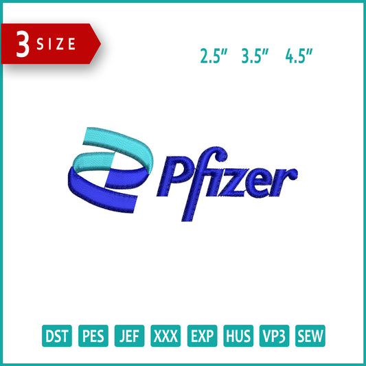 Pfizer Logo Embroidery Design Files - 3 Size's