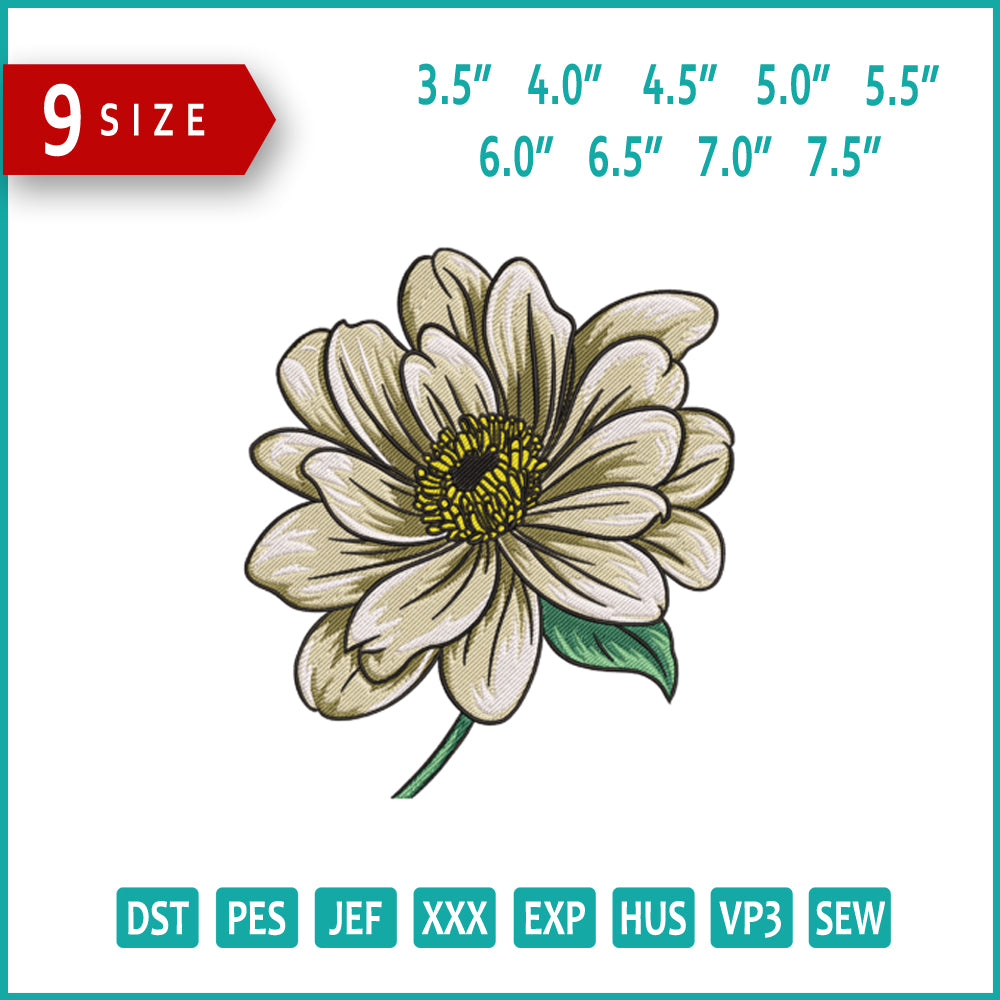 Gerbera Daisy Flower Embroidery Design Files - 9 Size's