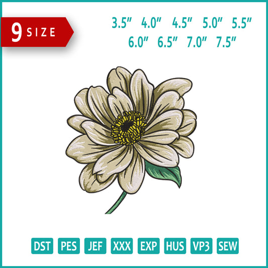 Gerbera Daisy Flower Embroidery Design Files - 9 Size's
