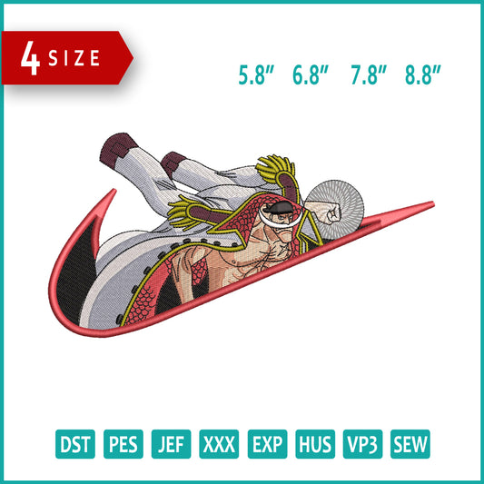 One Piece Edward Newgate Swoosh Embroidery Design Files - 4 Size's
