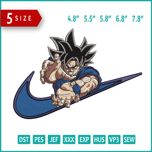 Goku Swoosh v2 Embroidery Design Files - 5 Size's