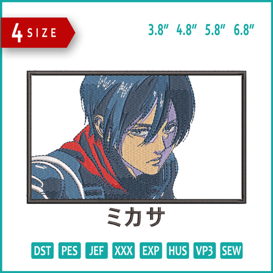 Mikasa Ackerman v4 Embroidery Design Files - 4 Size's