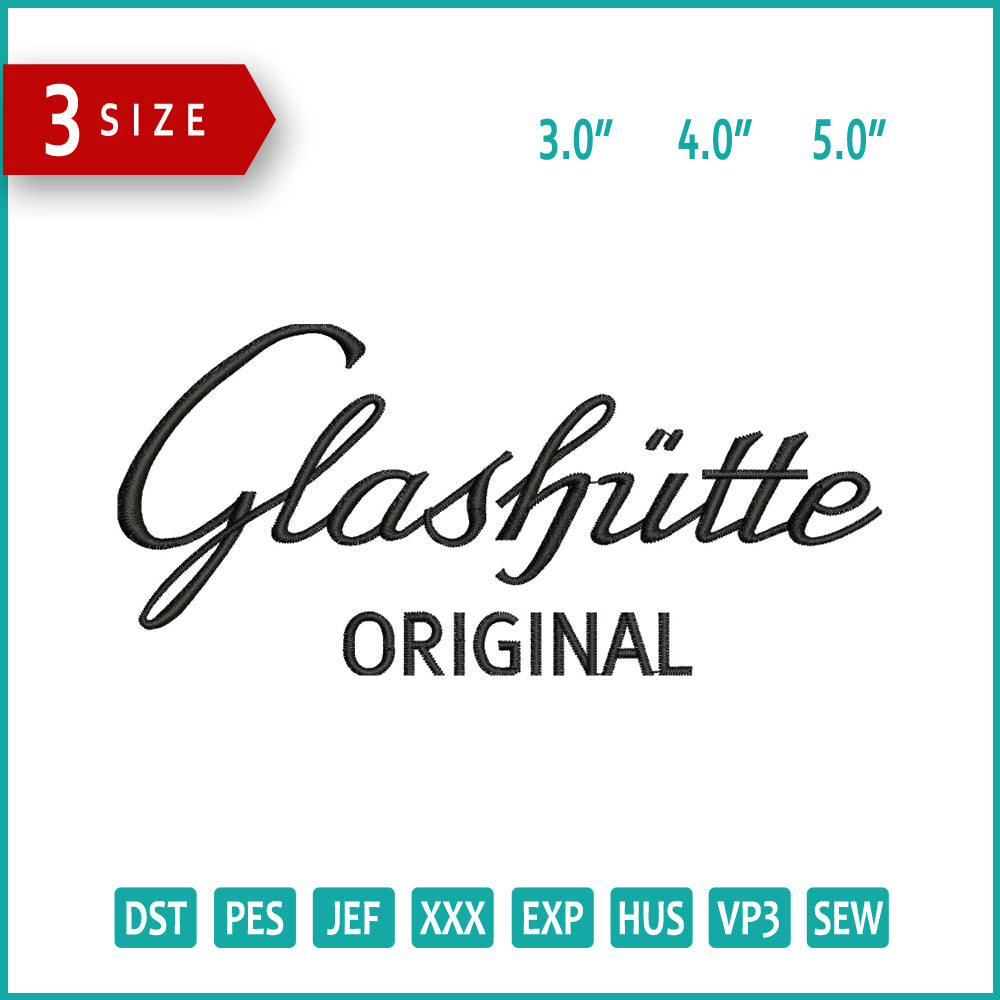 Glashutte Original Logo Embroidery Design Files - 3 Size's