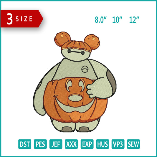Baymax Pumpkin Embroidery Design Files - 3 Size's