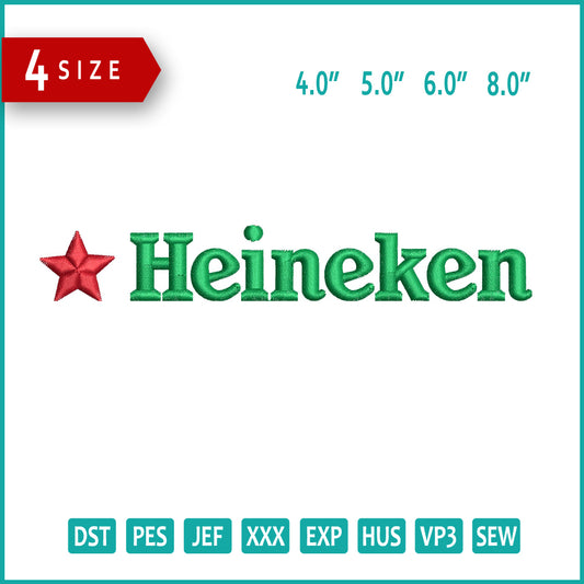 Heineken Logo Embroidery Design Files - 3 Size's