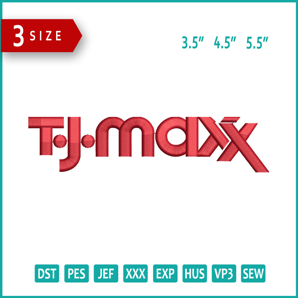 TJ Maxx Logo Embroidery Design Files - 3 Size's