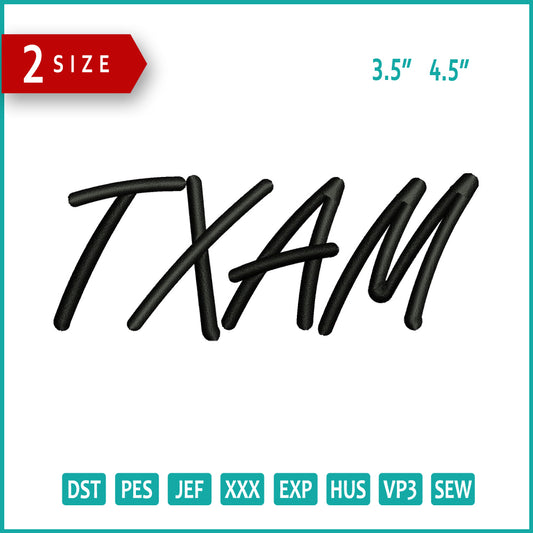 TXAM v2 Embroidery Design Files - 2 Size's