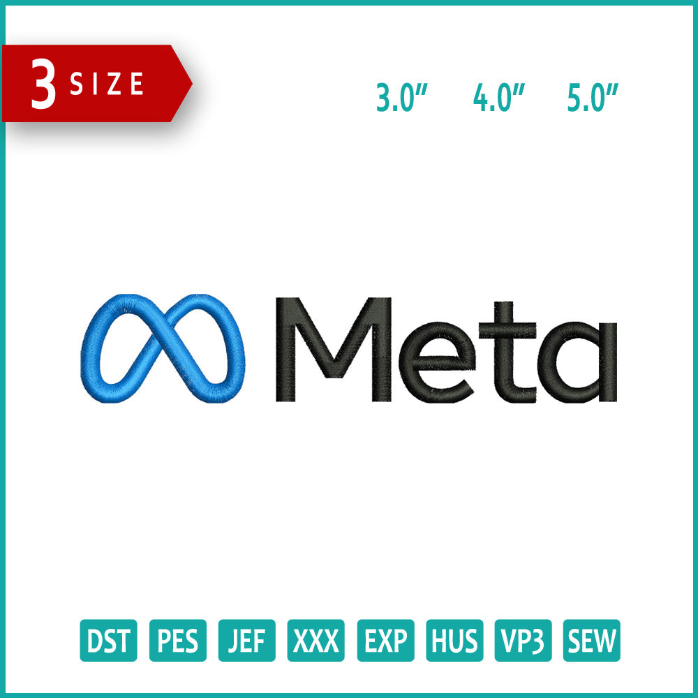 Meta Logo Embroidery Design Files - 3 Size's