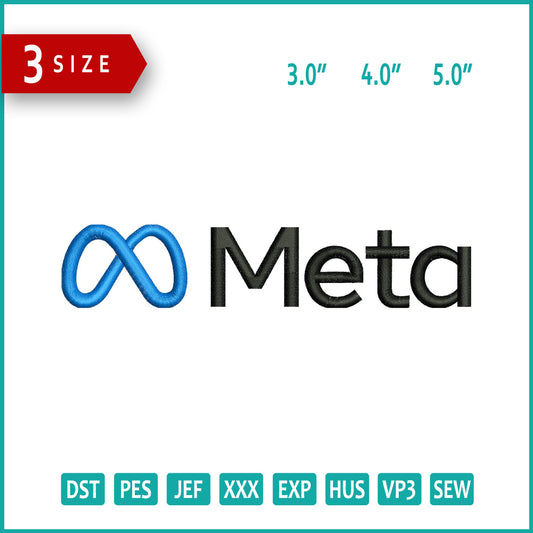 Meta Logo Embroidery Design Files - 3 Size's