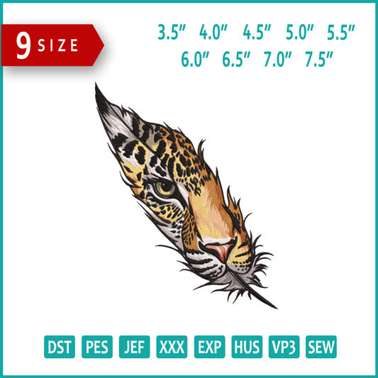 Jaguar Feather Embroidery Design Files - 9 Size's