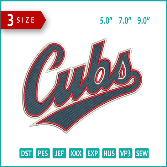 Cubs Embroidery Design Files - 3 Size's