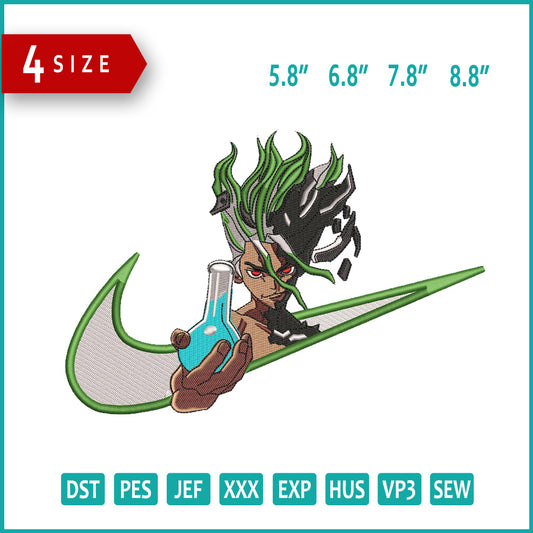 Senku Ishigami Dr Stone Swoosh Embroidery Design Files - 4 Sizes