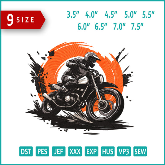 Rush Motorcycle Embroidery Design Files - 9 Size's